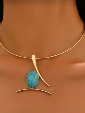 Make a bold statement with this stunning modernist torque choker necklace!